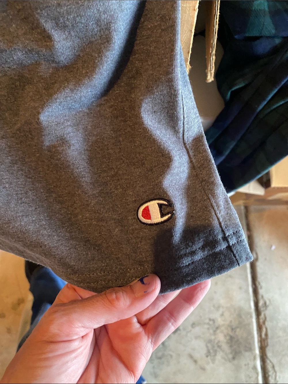 Champion Men’s Gray Athletic Shorts with Logo